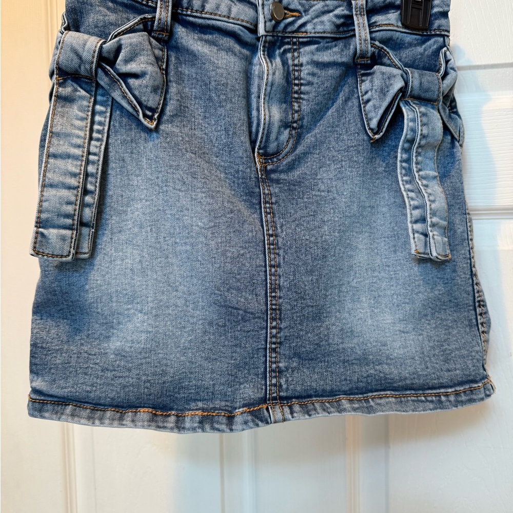 Chic Denim Mini Skirt with Bow Details